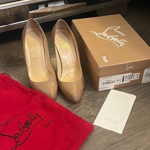 Christian Louboutin size 40.5 nude hi Elisa 100 kid dune